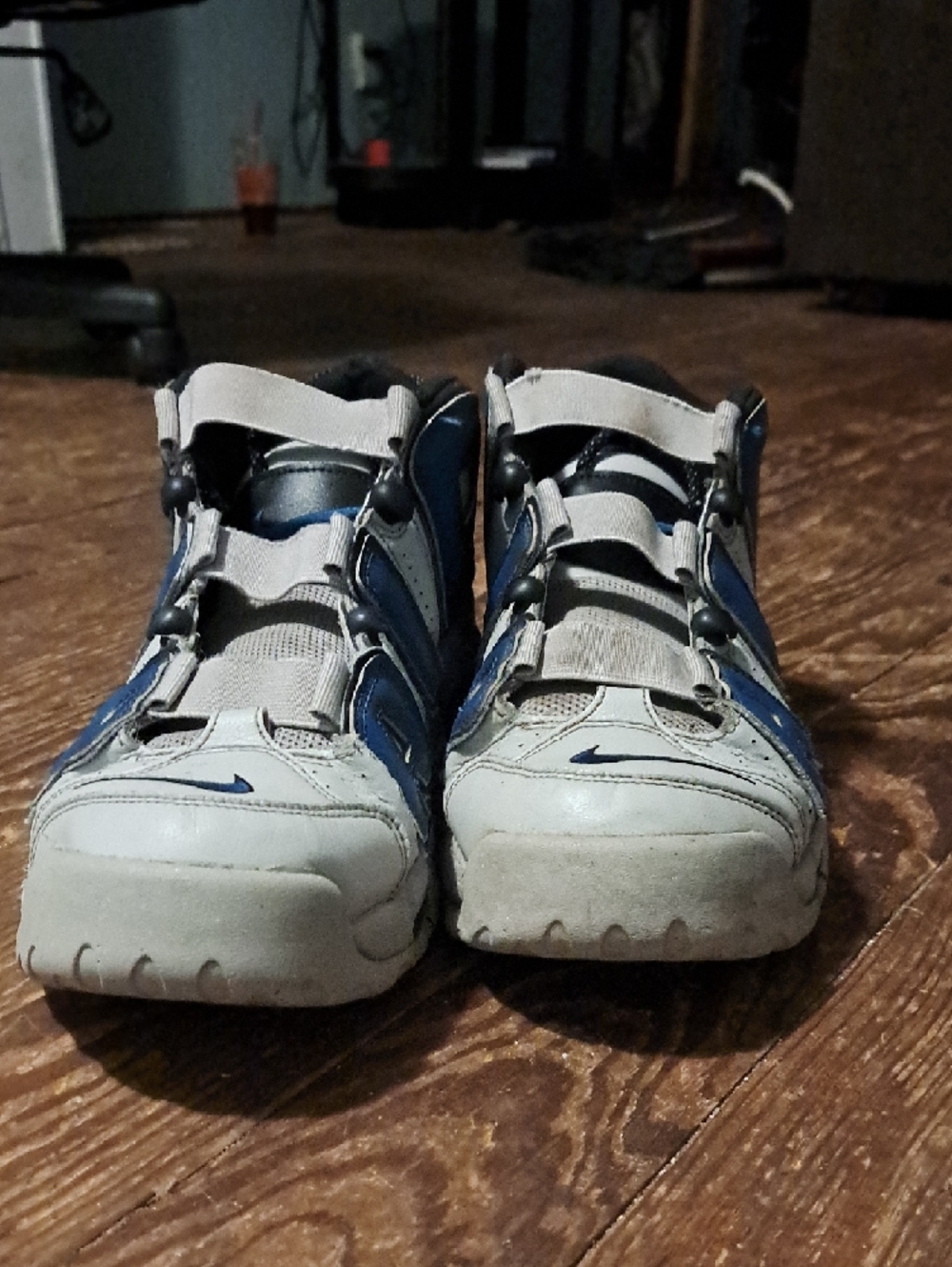 White and Blue Nike 96 Uptempo AIR Basketball Sneakers - Picture 2 of 5
